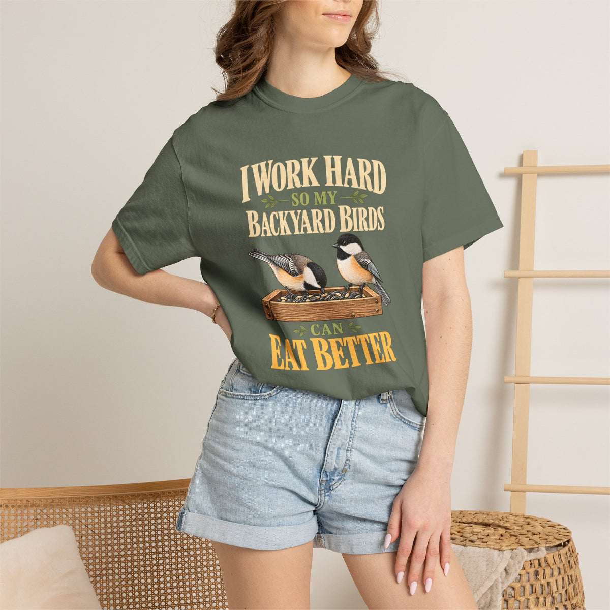 Chickadees, I Work Hard T-shirt