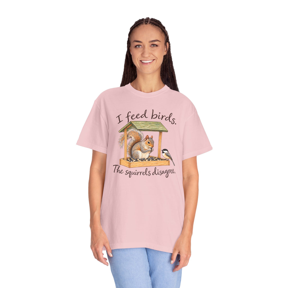 Chickadee & Squirrel, Funny Birds T-shirt