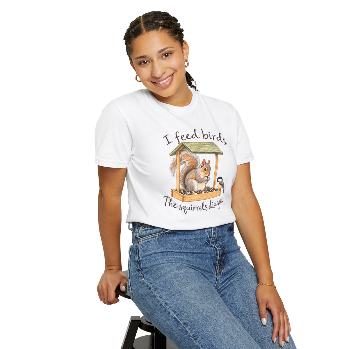 Chickadee & Squirrel, Funny Birds T-shirt