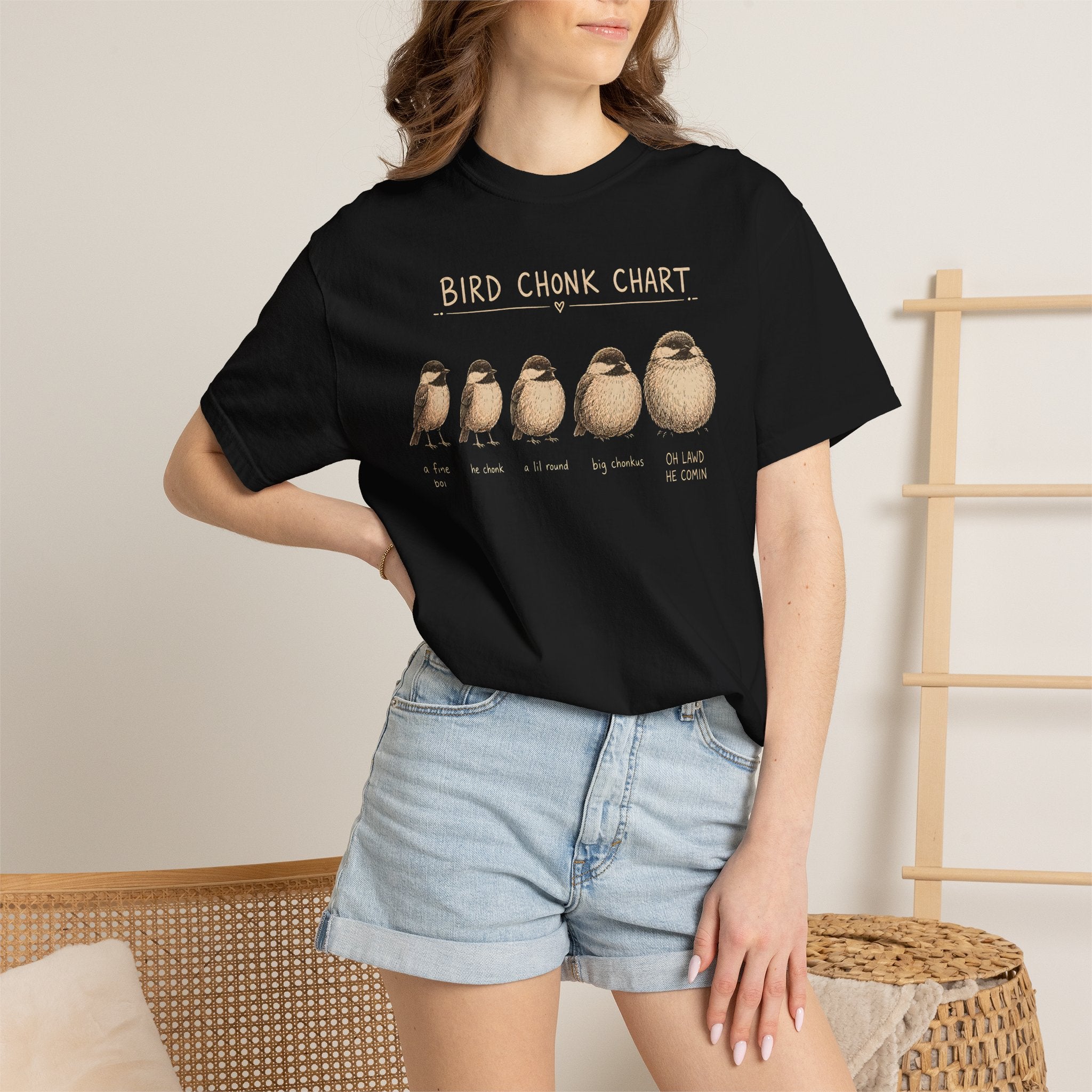 Chickadee, Bird Chonk Chart T-Shirt