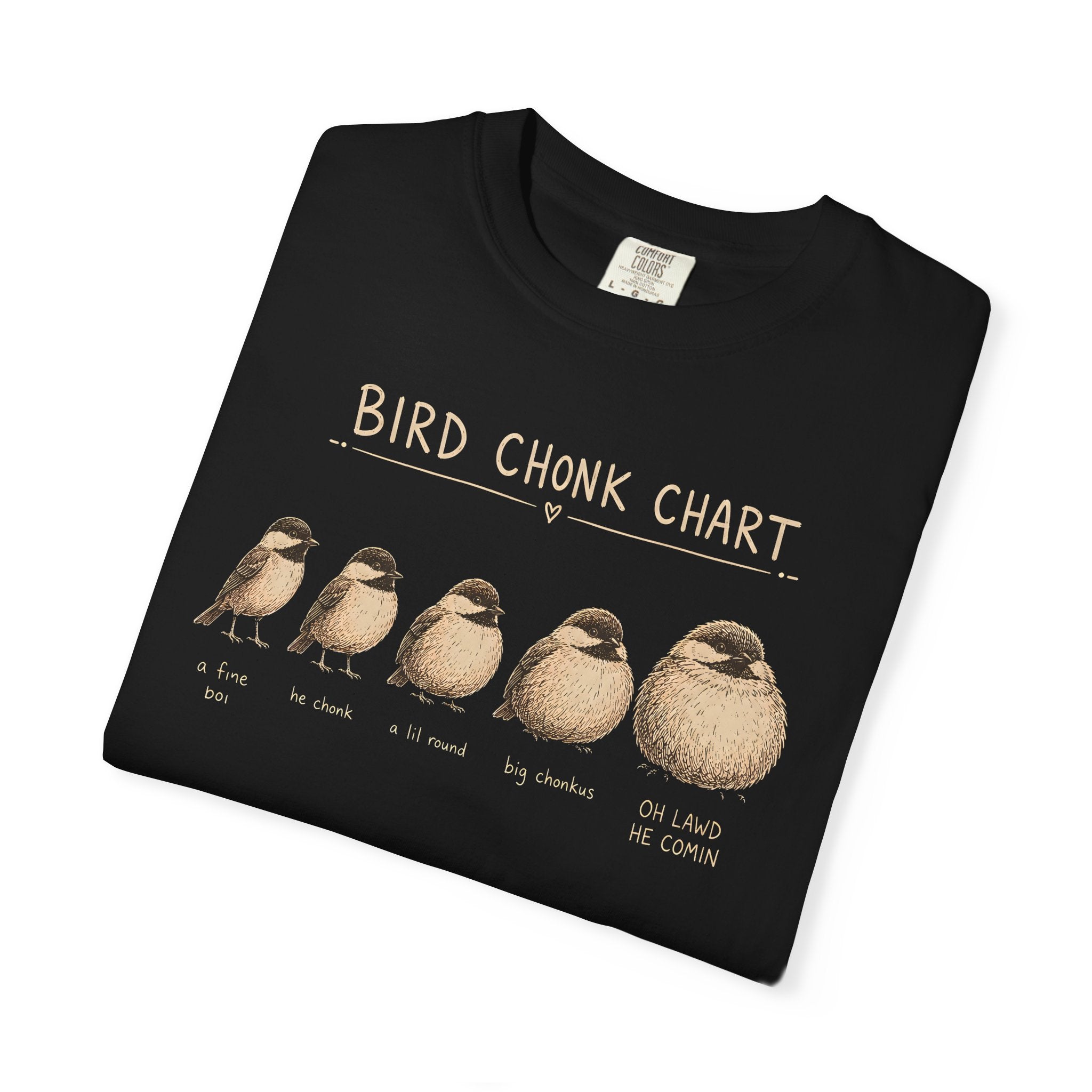 Chickadee, Bird Chonk Chart T-Shirt